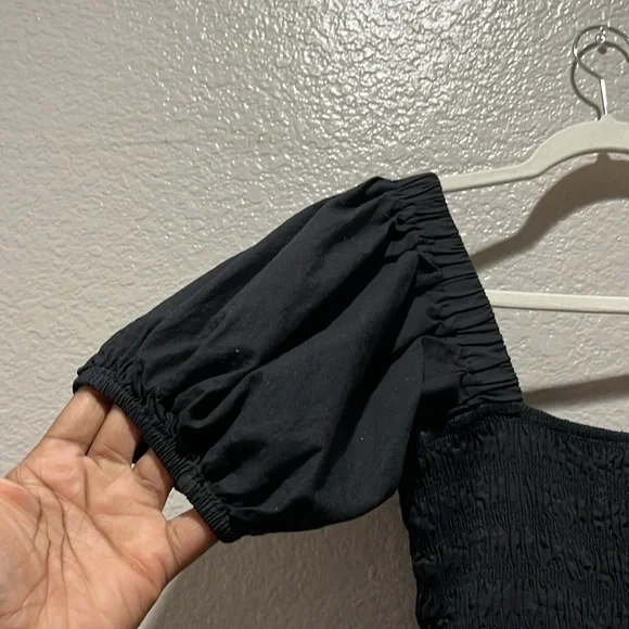 Forever 21 Tiered Puff-Sleeve Midi Dress Black Size Small Cottage Core Boho‎ - Picture 6 of 13